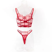 Krasapt Bustier Floral Lace Sexy Lingerie Set Bra Brief Sets Women Underwear Transparent Unlined Hollow Eyelash Lace Sex Suit